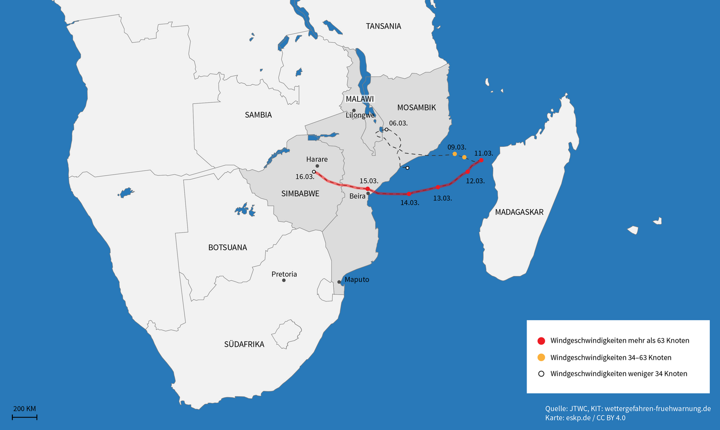 Karte südliche Teil Afrika mit Madagaskar