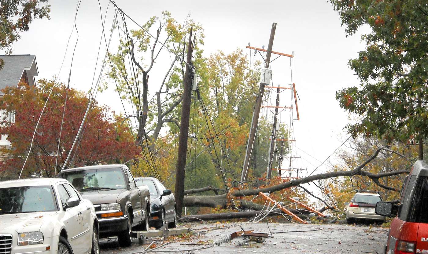 Schäden in Arlington, Virginia nach dem Hurrikan Sandy im Oktober 2012. 