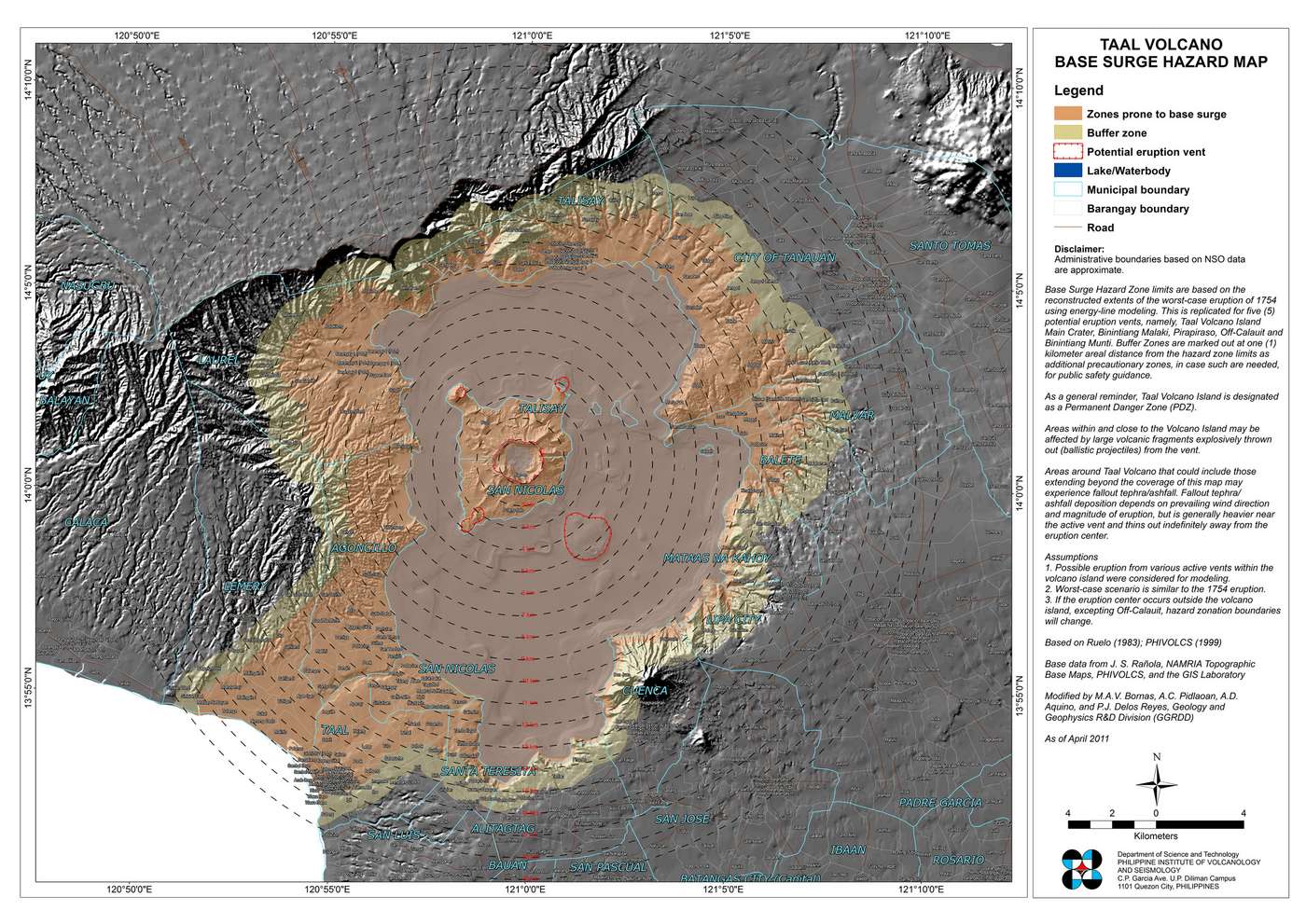 Gefahrenzonen Luftbild Taal