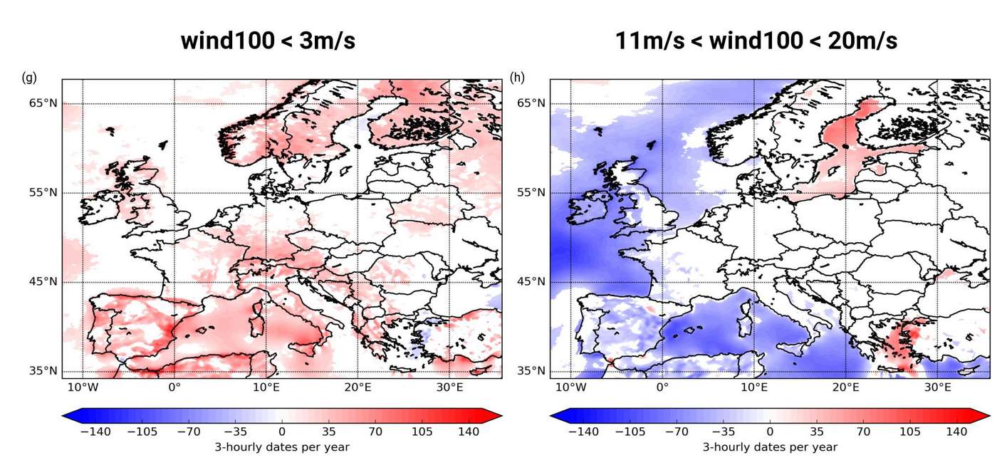 Grafik Europakarte Schwachwindphasen