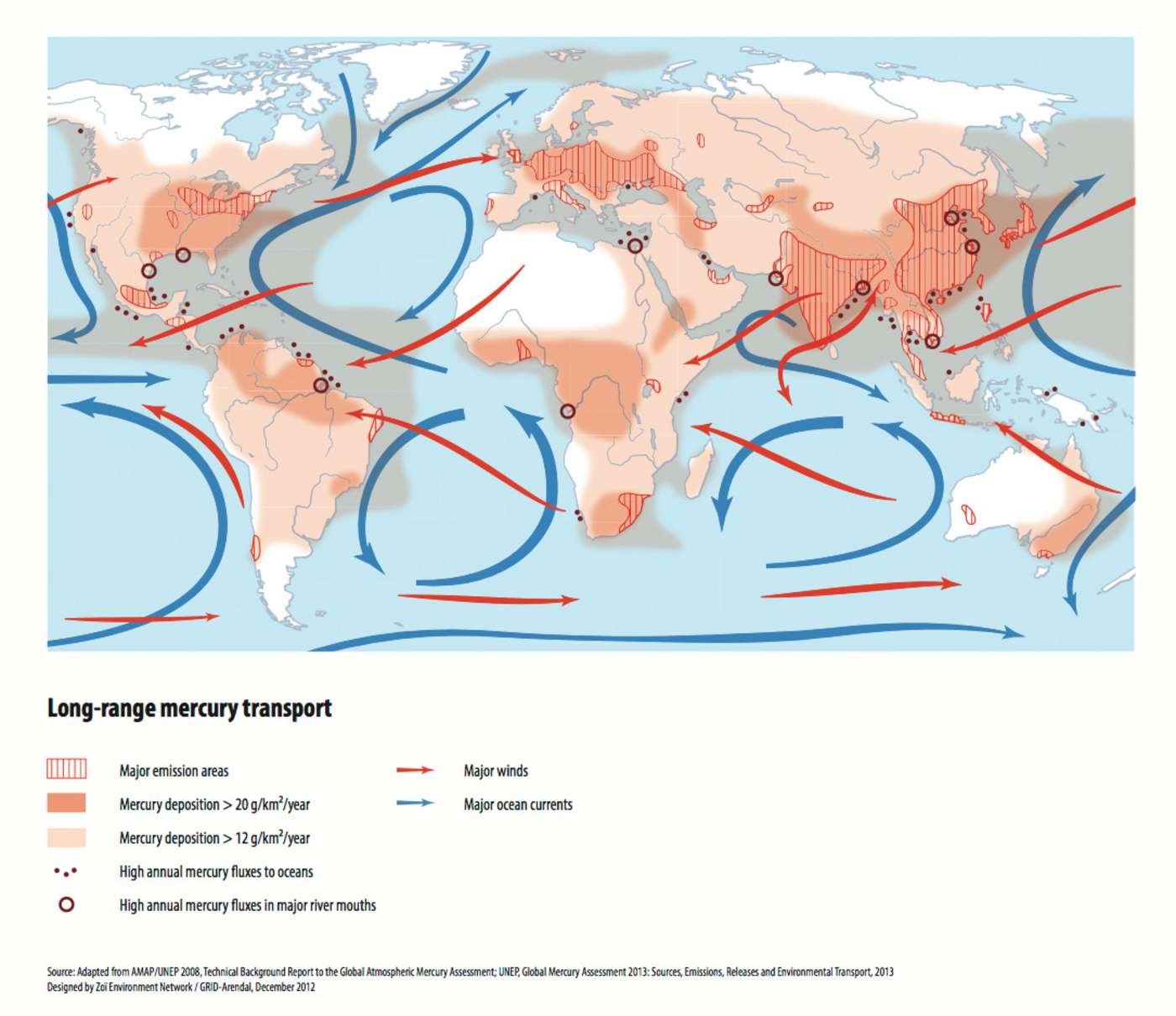 Weltkarte Schadstoff-Transport