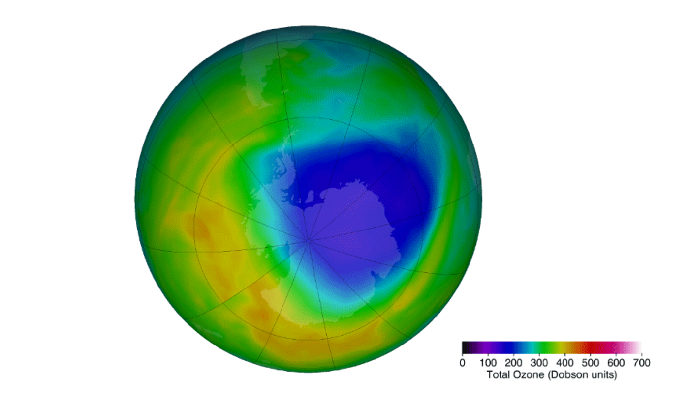 Weltkugel Ozonloch in blau