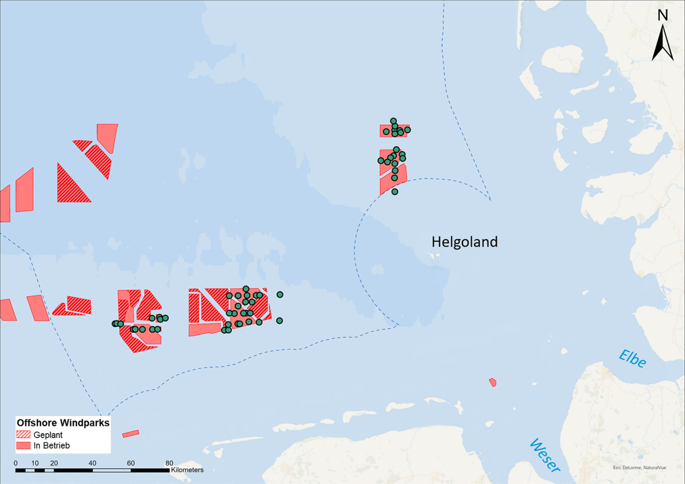 Karten mit roten Messpunkten