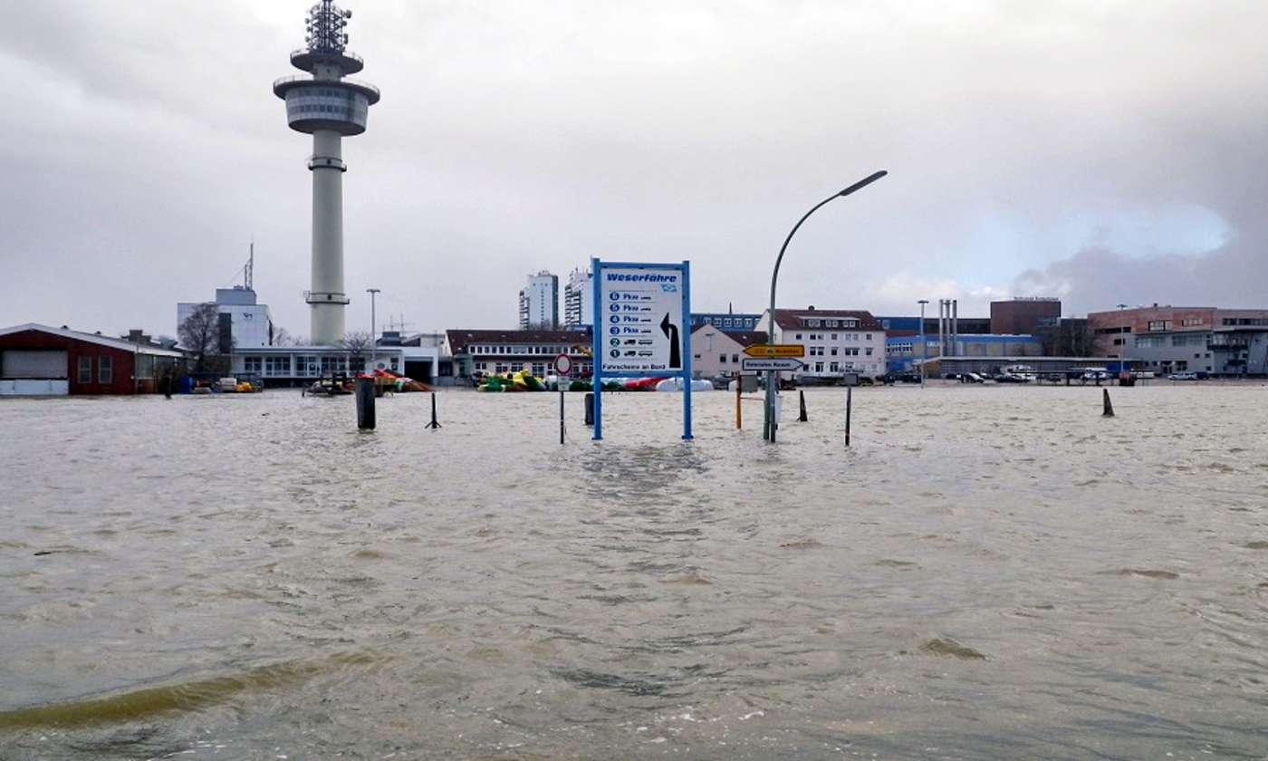 Bremerhaven während des Sturmtiefs Xaver 2013.