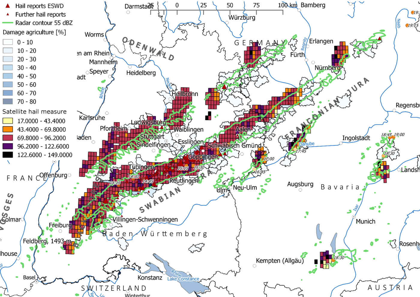 Karte Zugbahn in rot