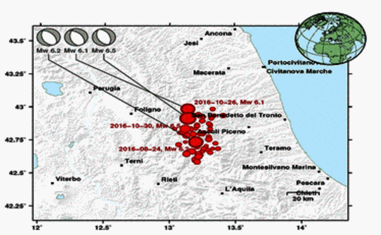 Erdbebensequenz  in Mittelitalien im Oktober 2016